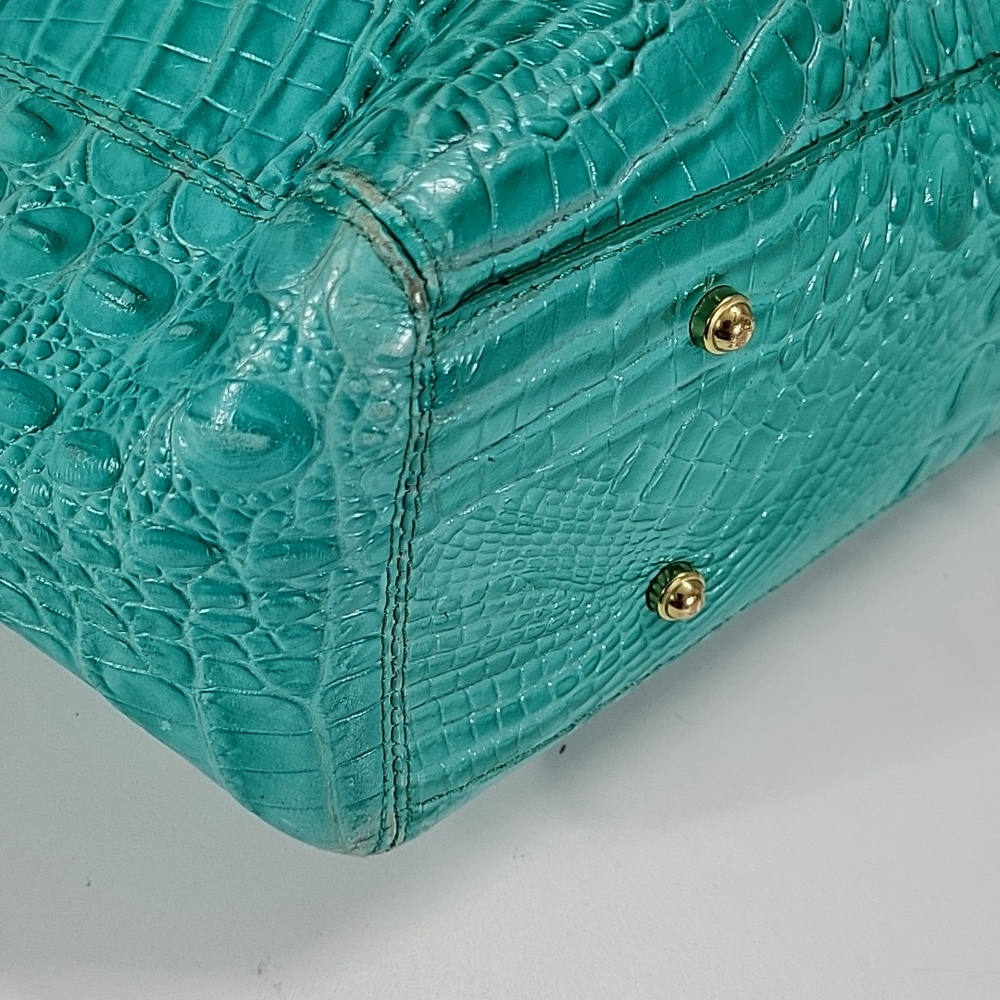 "Brahmin Bright Teal Croc-Embossed Tote Shoulder Bag - Picture 9 of 16